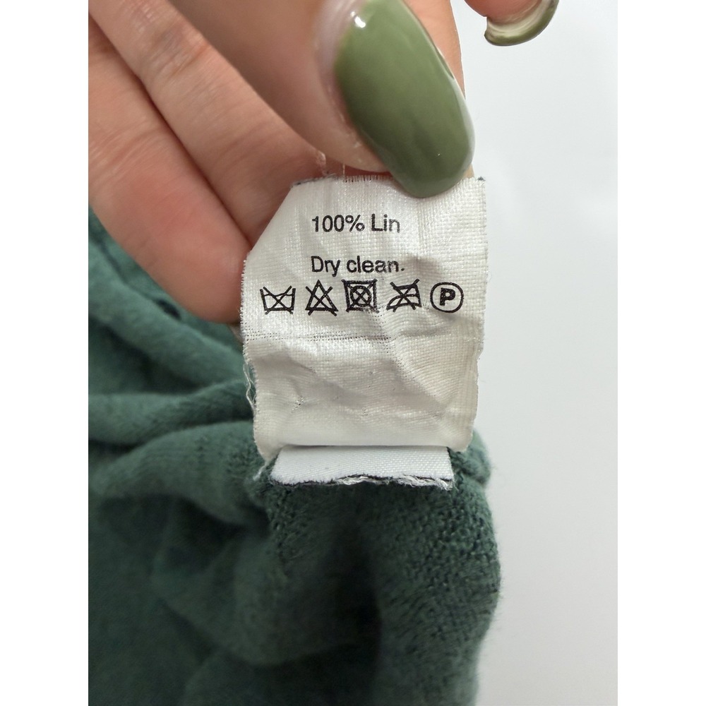 Madewell 100% Linen Green V Neck Short Sleeve Top Womens XS Oversized Tunic Tee - Picture 5 of 7